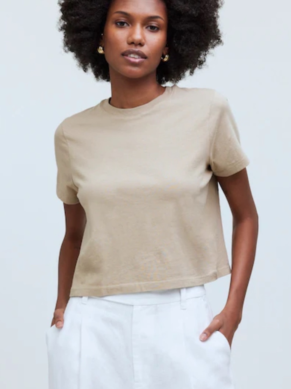 Madewell Cotton Boxy-Crop Tee